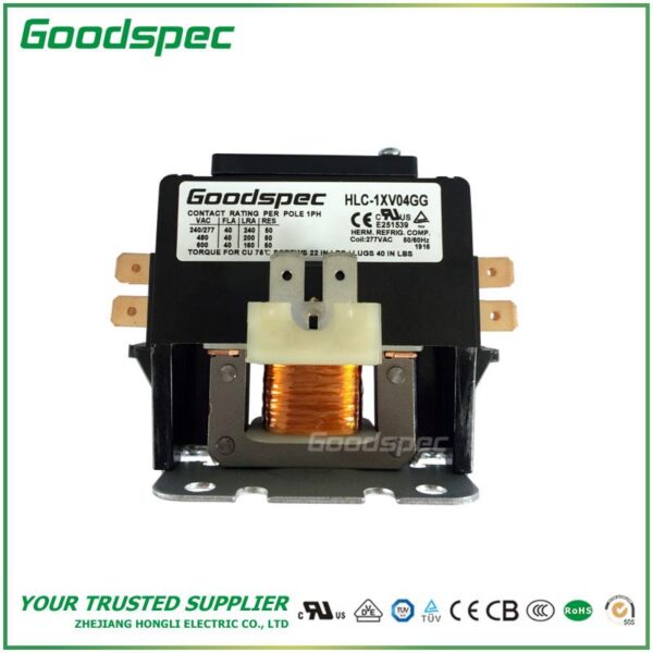 products-HLC-1XV04GG-001.jpg HLC-1XV04GG(1P/40A/277VAC) Definite Purpose Contactor