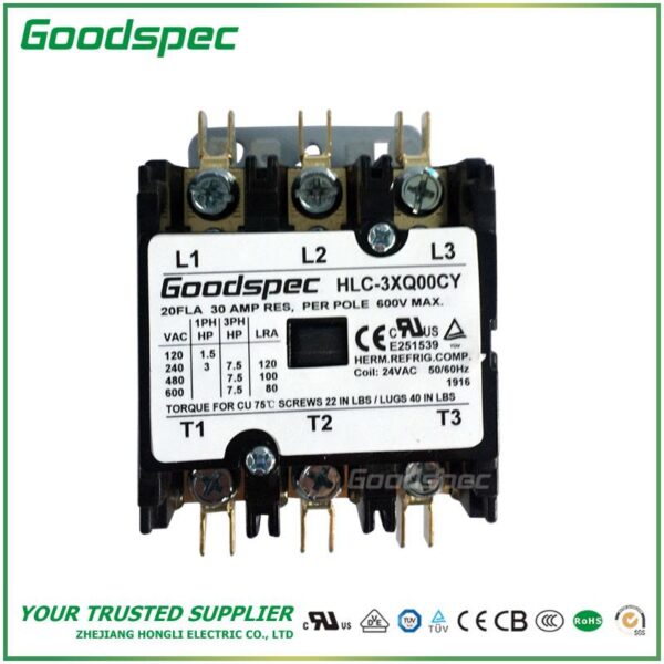 products-HLC-3XQ00CY-001.jpg HLC-3XQ00CY(3P/20A/24VAC)DEFINITE PURPOSE CONTACTOR