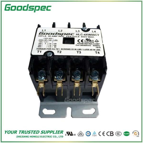 products-HLC-4XW00CY-004.jpg HLC-4XW00CY(4P/20A/380-400V)DEFINITE PURPOSE CONTACTOR
