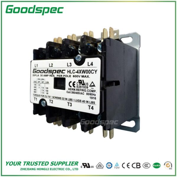 products-HLC-4XW00CY.jpg HLC-4XW00CY(4P/20A/380-400V)DEFINITE PURPOSE CONTACTOR