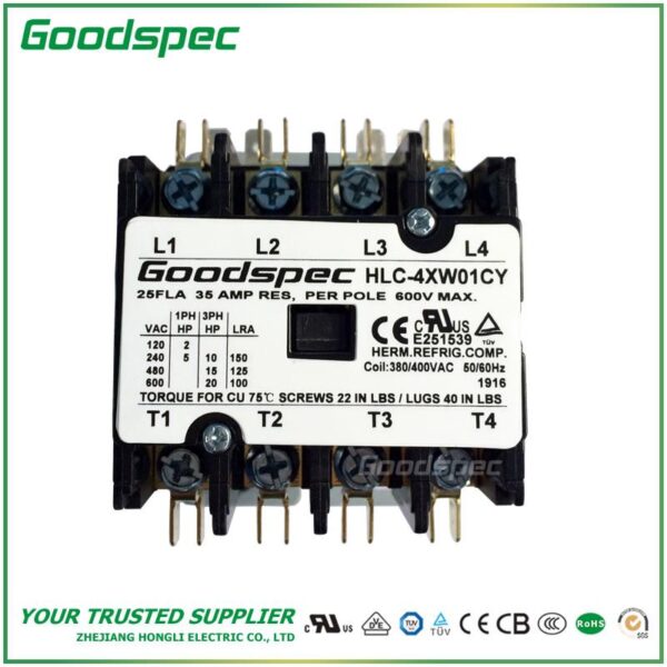 products-HLC-4XW01CY-001.jpg HLC-4XW01CY(4P/25A/380-400V)DEFINITE PURPOSE CONTACTOR